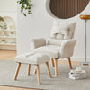 Beige Lazy Chair with Footstool Relax Lounge Chair Accent Armchair Sofa Chair