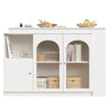 Multifunctional Storage Cabinet Kitchen Island with 360°Rotating Bar Table White
