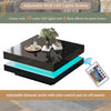Square Coffee Table Black High Gloss Wooden Centre Tea Table with LED RGB Lights