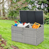 Outdoor PE Wicker Storage Bin Garden Patio 330L 2-Tier Rattan Deck Box with Lid