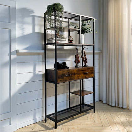 Large Industrial Wooden Storage Shelves Home Office Bookcase Display Organiser