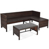 3PCS Outdoor Conversation Set Patio PE Rattan Sectional Sofa Table Furniture Set