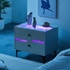 LED Bedside Cabinet Table Side Table Display Drawers Shelf Storage Glass Top