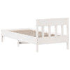 BaraSh Bed Frame with Headboard White 75x190 Small Solid Wood D8Z9