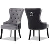Set of 2 Velvet Upholstered Dining Chairs Wing Back Armchair Dining Room Kitchen
