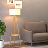 Bedside Light Free Standing Floor Lamp Tripod Holder Storage Shelf Linen Shade