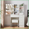 Vanity Dressing Table Makeup Desk with 6 Drawers And Dimmable LED Lighted Mirror