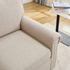 3 Seater Sofa Couch Linen Fabric Settee for Living Room & Office Studded (Beige)
