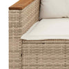 Garden Sofa Set 5 Piece with Cushions Couch Beige Poly Rattan Acacia