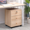 Mobile 3 Drawers Filing Pedestal Cabinets File Chest Storage Wooden Lockable