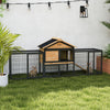 Rabbit Hutch Outdoor with Steel Run, Removable Plastic Tray