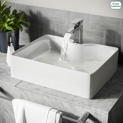 480mm Counter Top Basin Rectangle Cloakroom Bathroom Sink White Ceramic Basin