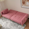 Fabric Sofa Bed Love Seat Sofa Settee Couch with Gold Metal Legs & Cushions Pink