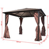 Alu Gazebo with Brown Side Curtain 300 x300cm Weather-resistant Patio Garde U6U7