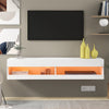 White TV Stand Floating Wall Mounted TV Unit Cabinet With RGB LED Lights 140 cm