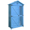 GARDEN SHED WOODEN OUTDOOR TOOL STORAGE SHED,COMPACT UTILITY SENTRY UNIT BLUE
