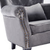 Upholstered Velvet Armchair Chesterfield Wing Back Fireside Tufted Fabric Chair