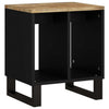 Solid Wood Side Table - Industrial-Style End Sofa Table with Metal Legs, T4U6