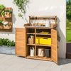 Outdoor Potting Bench Wooden Garden Storage Cabinet Workstation Table Natural