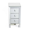 Mirrored Glass Bedside Table Cabinet 3 Drawer Crystal Handles Bedroom Nightstand