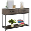 Modern Console Table 2 Drawers Wooden Hallway Living Room Storage Furniture Grey