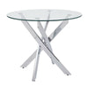 Round Glass Dining Table and 4 Faux Leather Chairs Set Home Kitchen Furniture