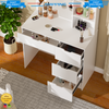 White Vanity Makeup Desk Dressing Table Set with LED Lights Mirror 4 Drawers