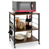 Coffee Cart Shelf Organizer Kitchen Rolling Cart-Dark Brown
