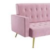 Modern Luxury Velvet Sofa Bed Pink 3 Seater Nonwoven Contrast Gold Metal Legs