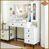 Dressing Table with LED Mirror Modern Makeup Desk Vanity Table + Glass Cabinet