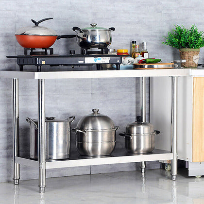 60-180CM Stainless Steel Work Table Commercial Catering Table Kitchen Prep Table
