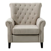 High Button Wing Back Beige Velvet Tub Chair Lounge Fireside Occasional Armchair