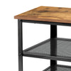 Metal Wooden 3 Tier Shoe Rack Bench Organiser Stand Storage Shelf & Seat Brown