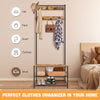 Industrial Coat Rack Stand with 7 Hooks Hangers Shoe Storage Bench Cabinet