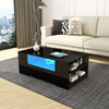 LED Coffee Table Wooden 2 Drawer Storage High Gloss Modern Living Room Furniture