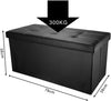 Black Faux Leather Two-seater Folding Storage Stool Storage Toy Box Chair Seat
