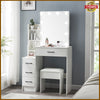 Large Dressing Table Stool Set with 3 color LED Light Mirror Vanity Make up Desk