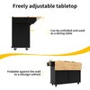 Kitchen Island Rolling Trolley Storage Cabinet with 2 Drawers & Wood Top Black