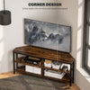 Corner TV Stand Cabinet, 50" TV Unit with Storage Shelves, Rustic Brown