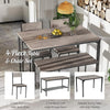 Wood Dining Table and 2 Chair with Bench 4 in 1 Restaurant Kitchen Furniture Set