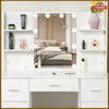 Modern Dressing Table Makeup Desk with Mirror Drawers Stool 10 LED Light Bedroom