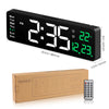 16" LED Digital Wall Clock Alarm Clock Temperature Date Display Large Home Decor