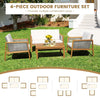 4-Piece Outdoor Conversation Set Patio Garden Wicker Furniture Set w/ Cushion