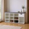 Wood Shoe Bench Hallway Shelves Rack with Cushion Storage Bench with Padded Seat
