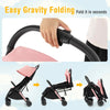 One-hand Folding Infant Carriage Lightweight Infant Stroller Gift-Pink