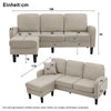 L Shape Corner Sofa Linen 3 Seater Sectional Sofa Couch with Chaise Lounge Beige