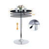 2x PU Leather Bar Stools&Round MDF Top Chromed Base Bar Table Height Adjustable