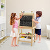 Kids Art Easel 3 in 1 Double-Sided Storage Easel Toddlers Wooden Easel-Natural