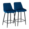 Bar Stools Blue Kitchen Counter Chairs Set of 2 Velvet-Touch Dining Chairs