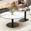 Set 2 Round Nesting Coffee Table Sleek Marble Glass Stacking Side Accent Tables